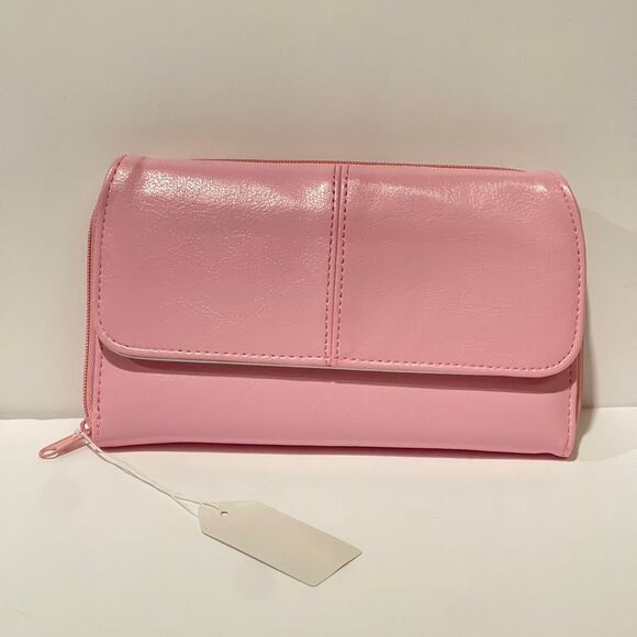 Cute Pink Faux Leather Wallet-Bifold Design with Zip Coin Pocket and Card Slots - Picture 1 of 2